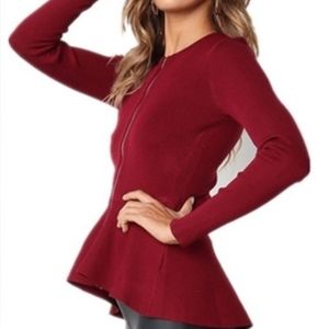 Long Sleeve Zip up Peplum Jacket LG